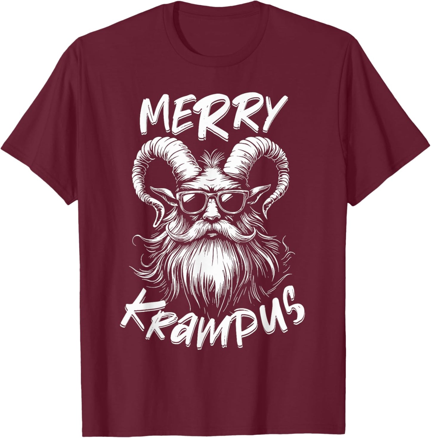Merry Krampus Mythical Kids Christmas Horror T-Shirt - T-Shirt | Maroon