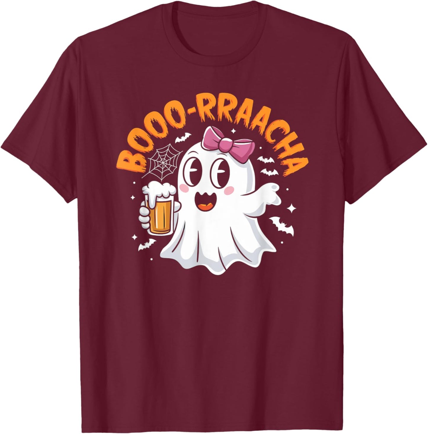 Boo-Racha Cute Ghost Beer Party Funny Halloween Costume T-Shirt - T-Shirt | Maroon