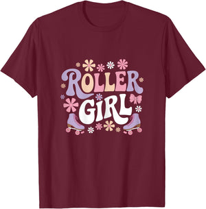 Roller Girl Skater Roller Skating 70s 90s 80's Roller Skates T-Shirt - T-Shirt | Maroon