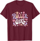 Roller Girl Skater Roller Skating 70s 90s 80's Roller Skates T-Shirt - T-Shirt | Maroon