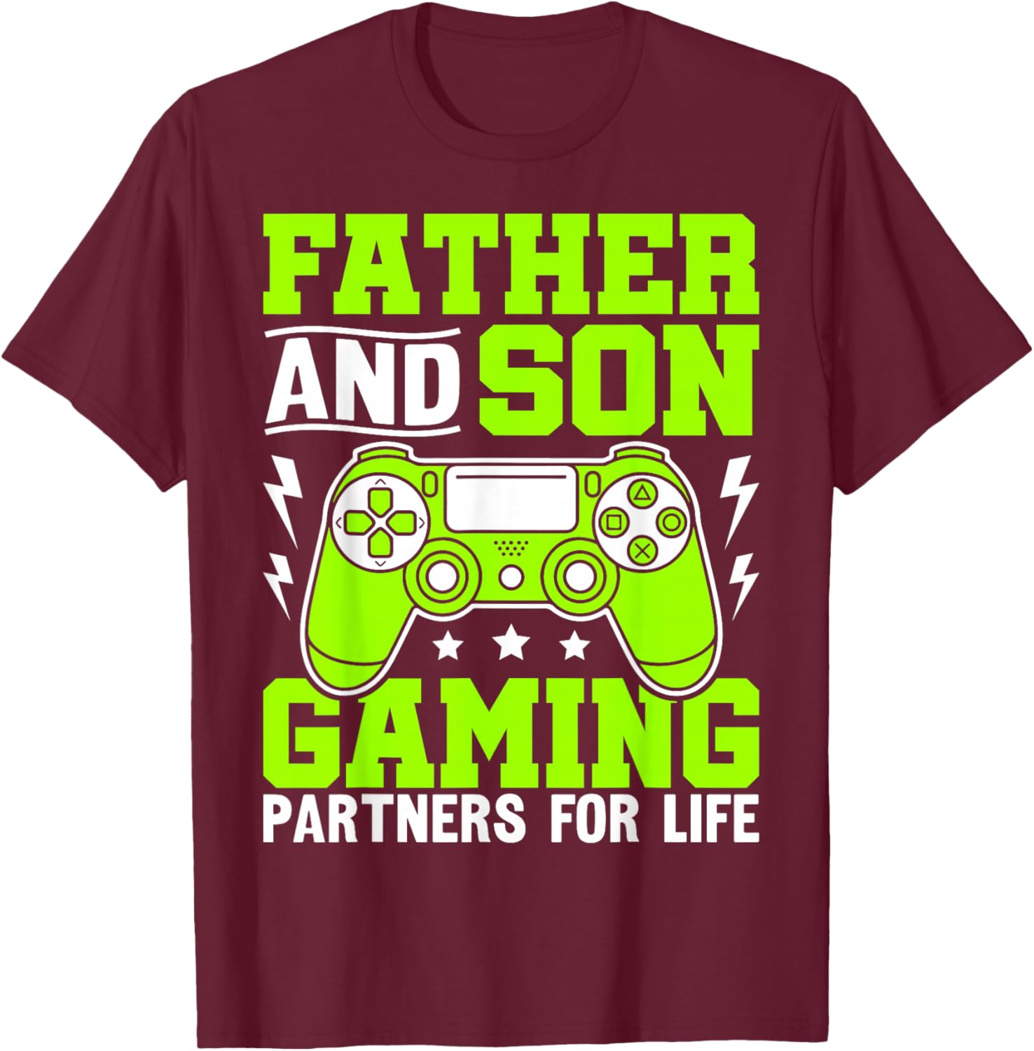 Father and Son Gaming Partners for Life T-Shirt - T-Shirt | Maroon