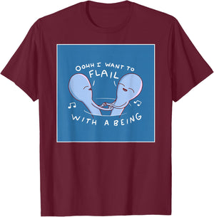 Threadless Nathan W. Pyle Flail With A Being Graphic T-Shirt - T-Shirt | Maroon