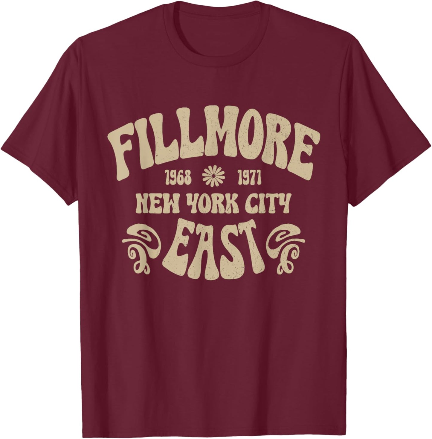 Fillmore 1968-1971 New York City Peace Love Vintage Style T-Shirt - T-Shirt | Maroon