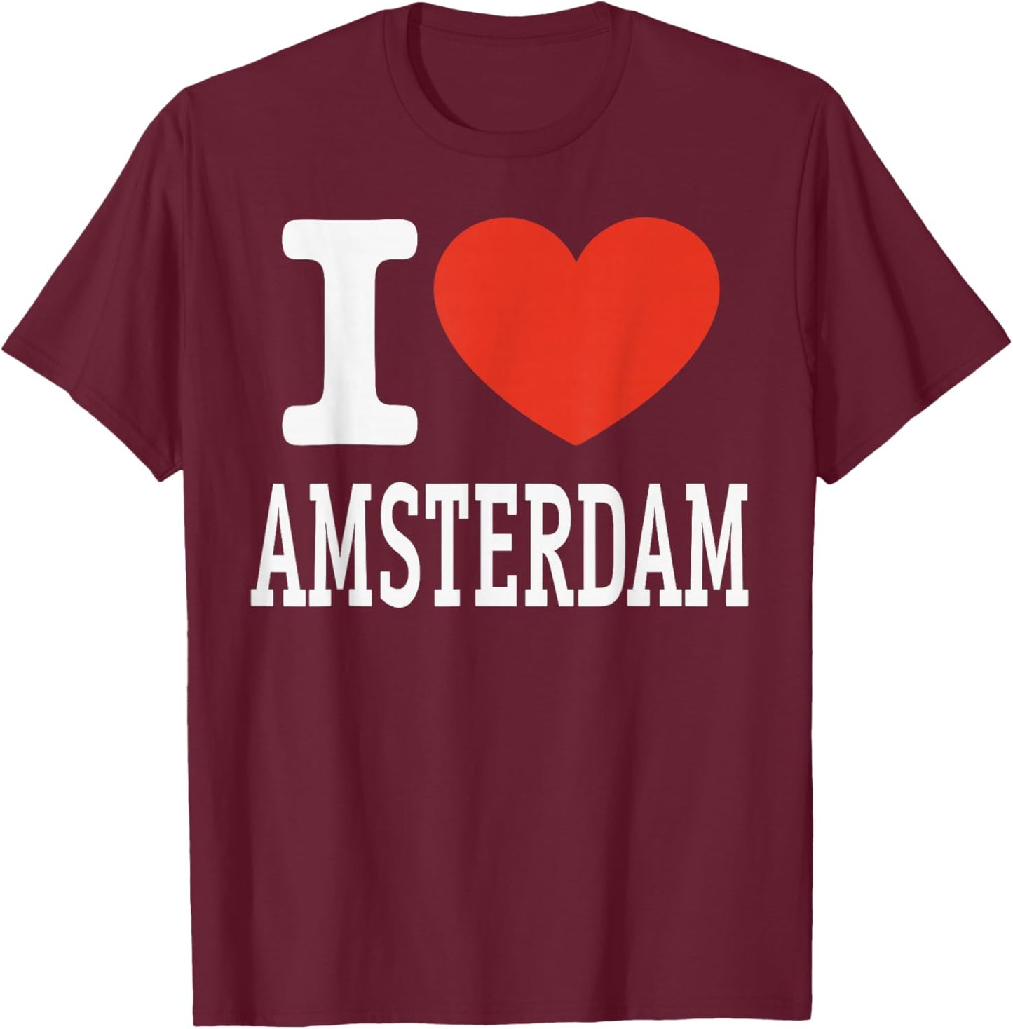 I Love Amsterdam City Heart Graphic Souvenir Travel T-Shirt - T-Shirt | Maroon