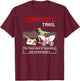 Jurassic Trail - You Have Died of Dysentery and Velociraptor T-Shirt - T-Shirt | Maroon
