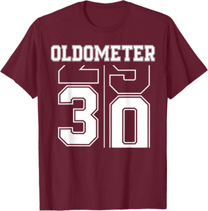 Oldometer 29-30 30th Birthday Sport Text 30 Year Old T-Shirt - T-Shirt | Maroon