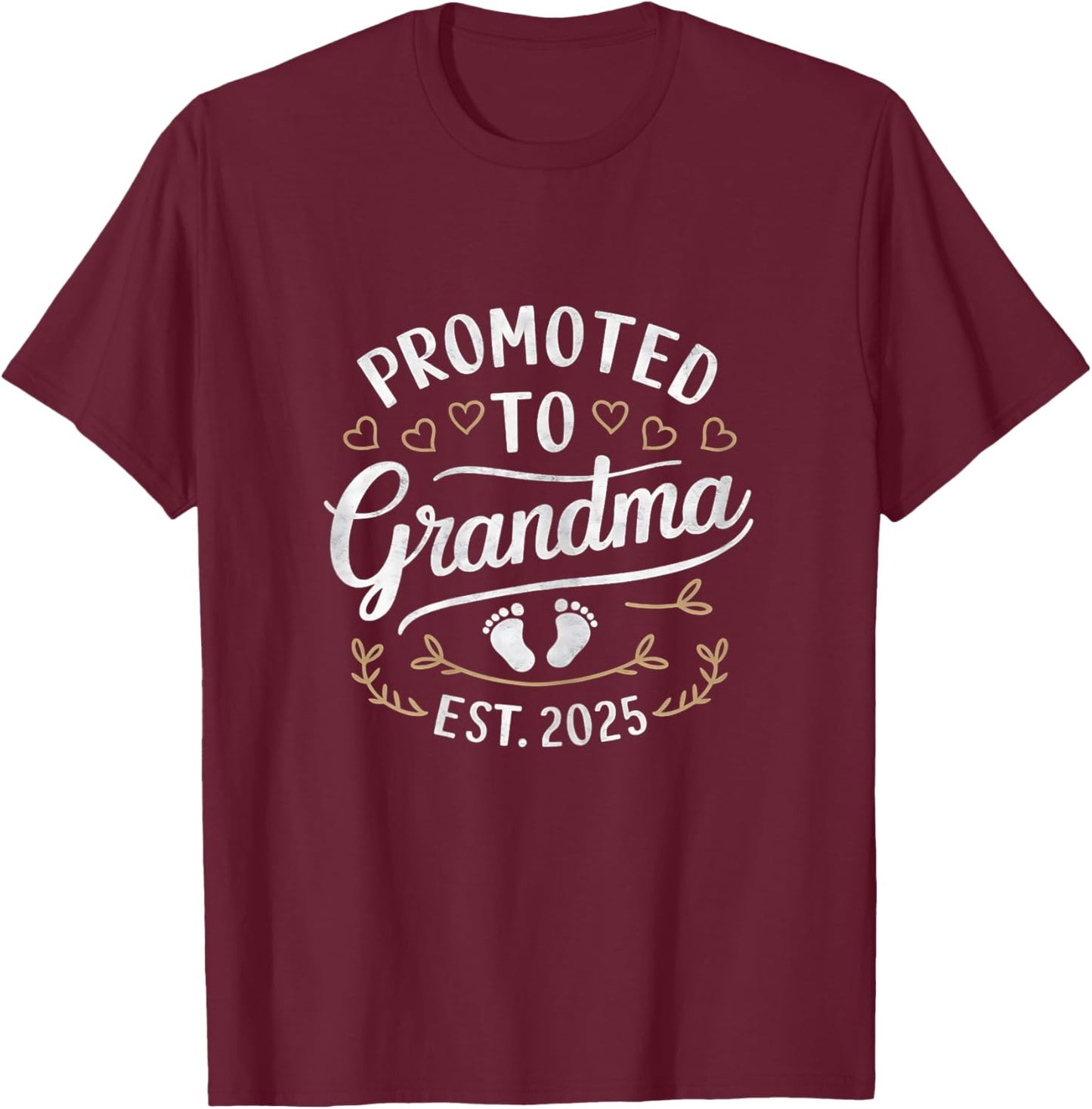 Promoted to Grandma Est. 2025 T-Shirt - T-Shirt | Maroon