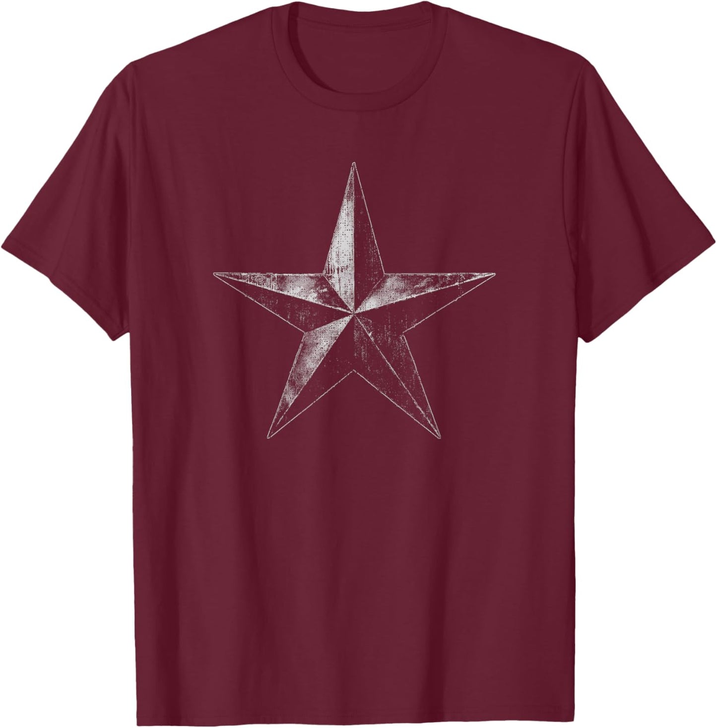 Grunge Star Distressed Retro Vintage Graphic T-Shirt - T-Shirt | Maroon