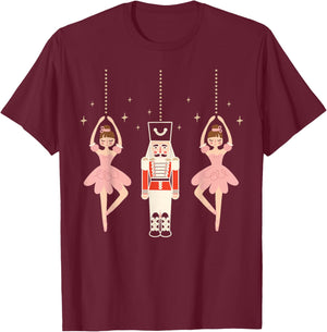 Christmas Nutcracker Squad Ballet Dance Women Kids Girls T-Shirt - T-Shirt | Maroon