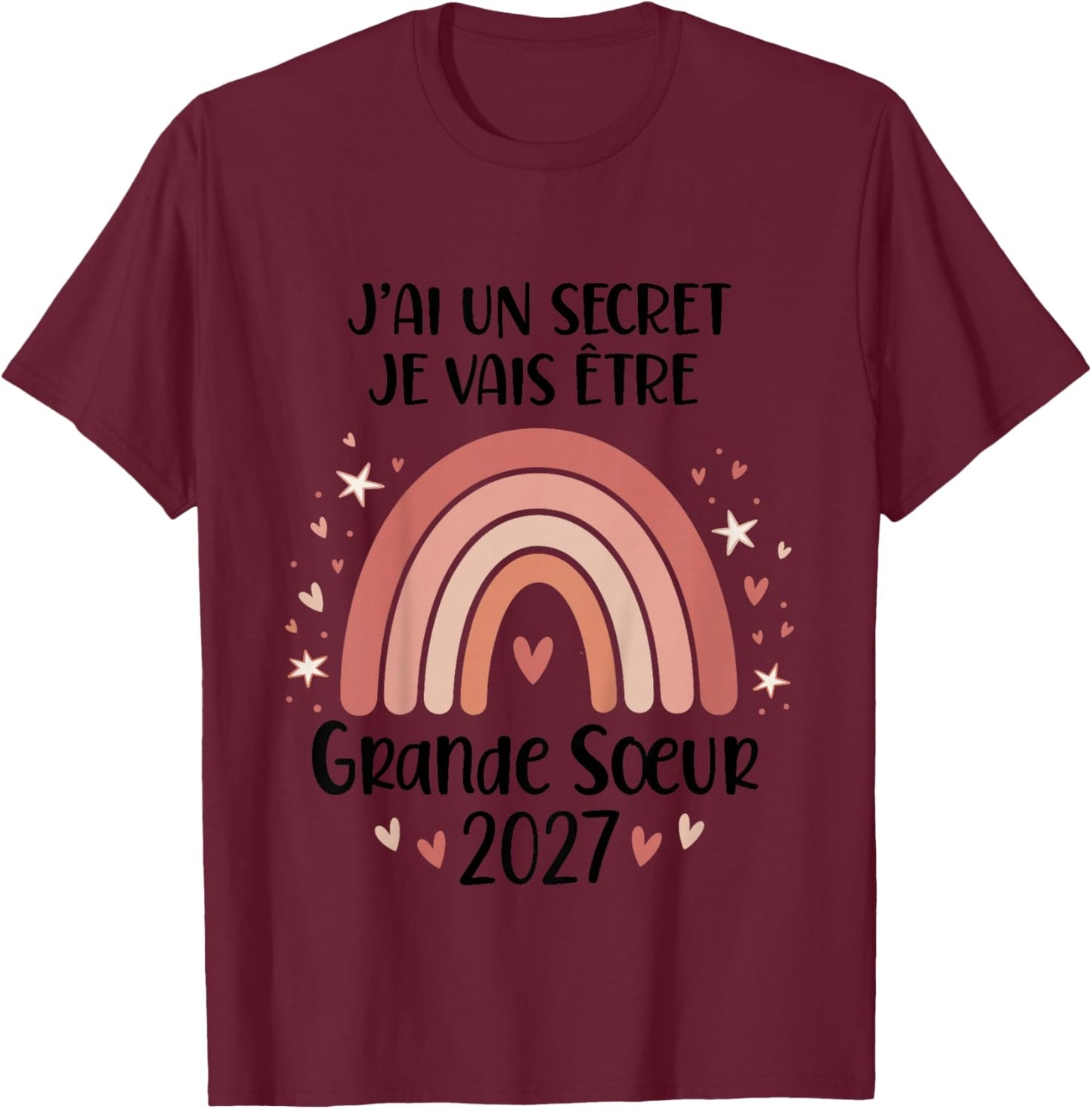 Enfant Future Grande Soeur 2027 Je Vais Etre Grande Soeur T-Shirt - T-Shirt | Maroon