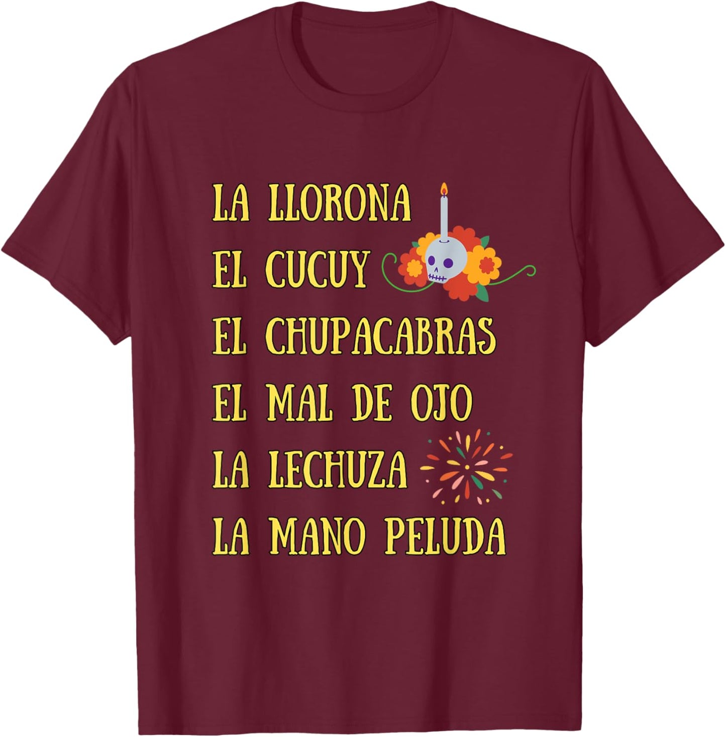 La Llorona and all Scary Spanish Mexican Halloween T-Shirt - T-Shirt | Maroon