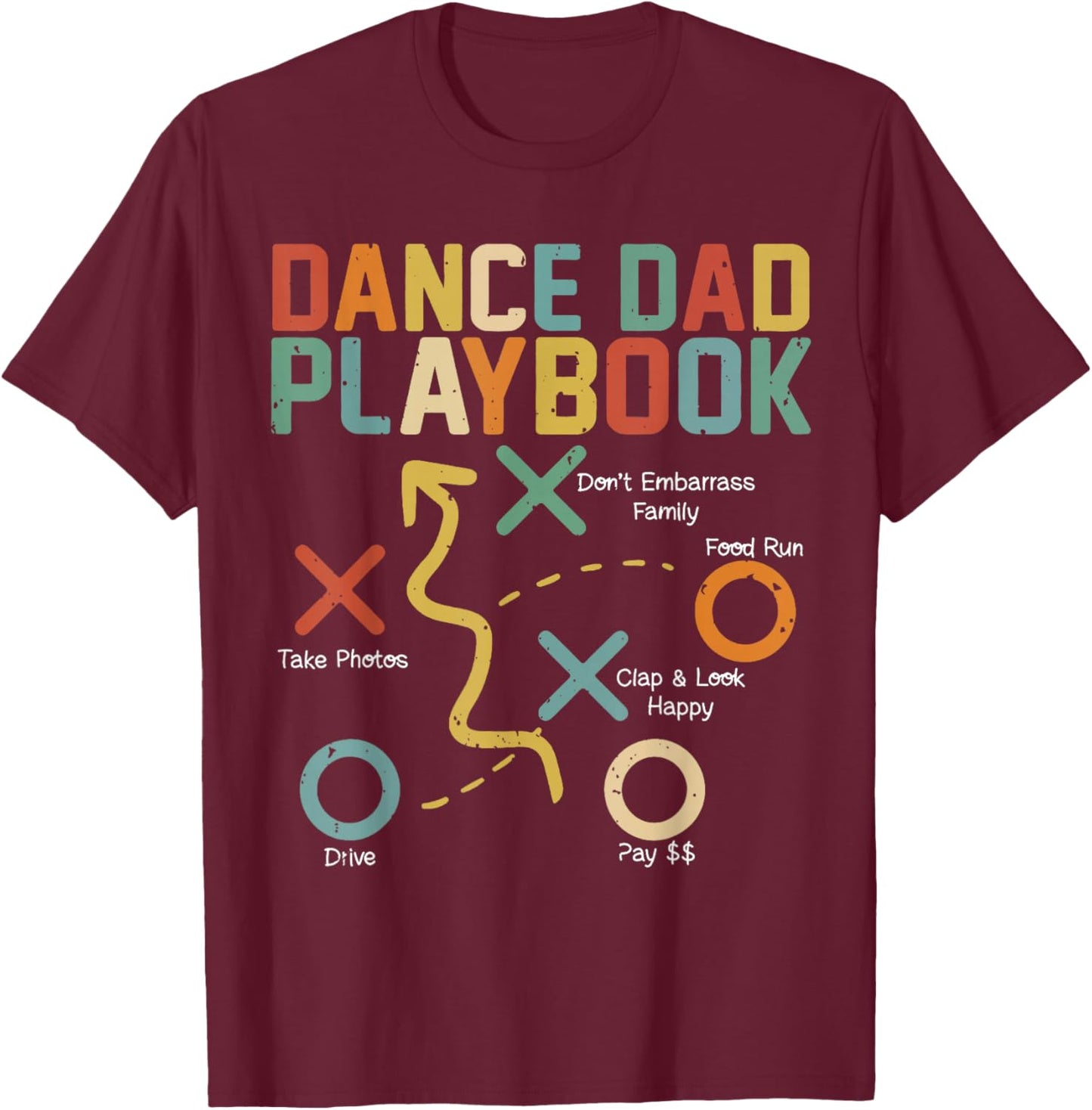 Dance Dad Comp Funny Playbook Dancing Daddy Proud Dancer Dad T-Shirt - T-Shirt | Maroon