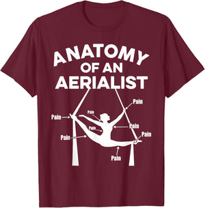 Anatomie d'un Aérien Drôle Cirque Douleur Aérienne T-Shirt - T-Shirt | Maroon
