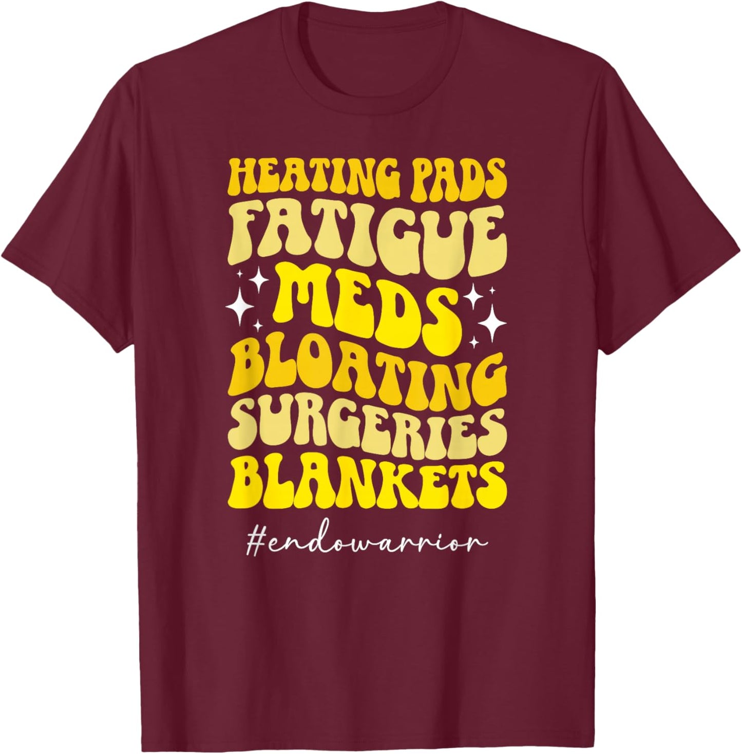 Groovy Endo Warrior Endometriosis Awareness Month T-Shirt - T-Shirt | Maroon