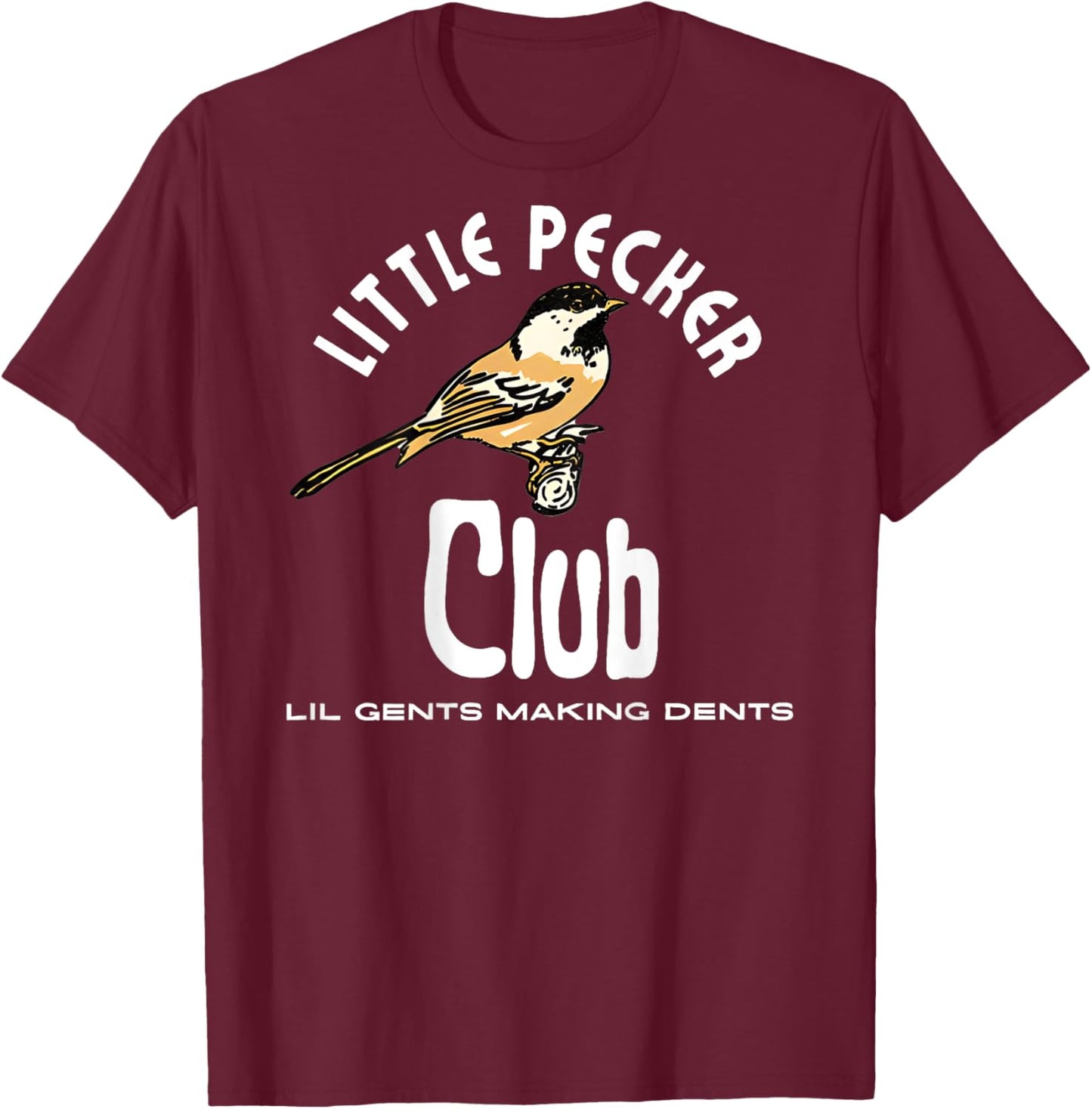 little pecker club Black Humor Club -Adults Small Short Sleeve Loose Fit Polyester 100% Imported T-Shirt - T-Shirt | Maroon