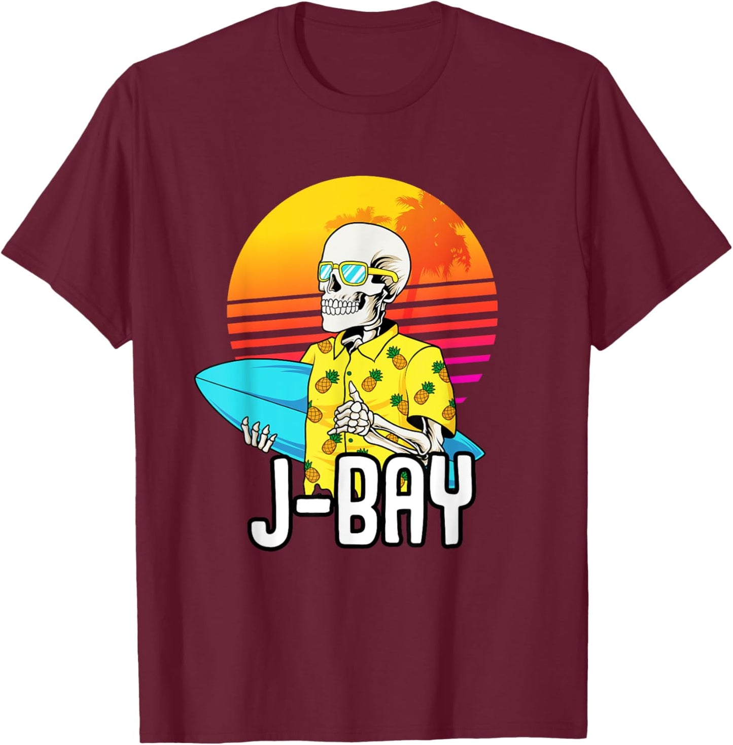 Jeffreys Bay South Africa Vacation J-Bay Retro Surfer T-Shirt - T-Shirt | Maroon