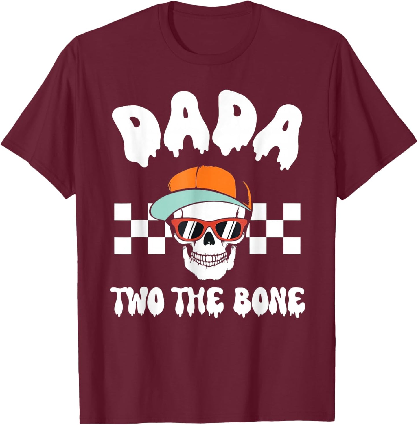 Dada Two The Bone Skeleton Halloween 2nd Birthday Gigi T-Shirt - T-Shirt | Maroon