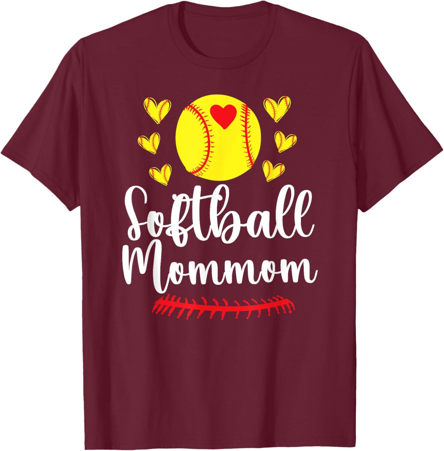 Softball Mommom Of A Softball Player Mommom T-Shirt - T-Shirt | Maroon