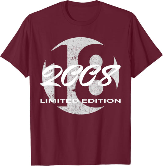 18th Birthday Girl Boy 18 Years 2008 Funny Gift T-Shirt - T-Shirt | Maroon