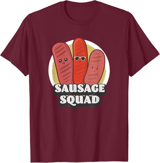 Sausage Squad Funny BBQ Sausage Lover T-Shirt - T-Shirt | Maroon