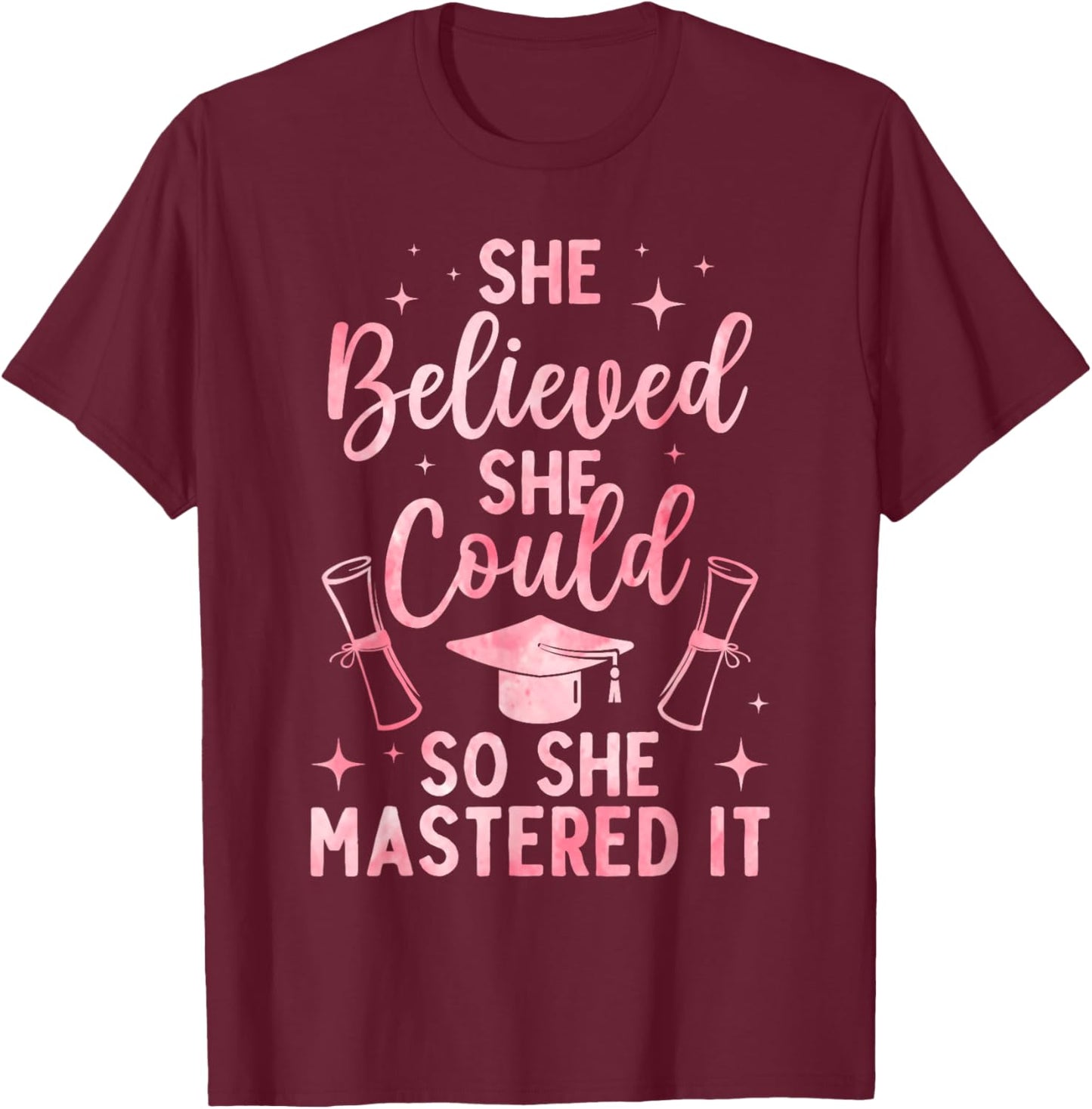Masters Degree Graduation Art Girl Masters Degree T-Shirt - T-Shirt | Maroon