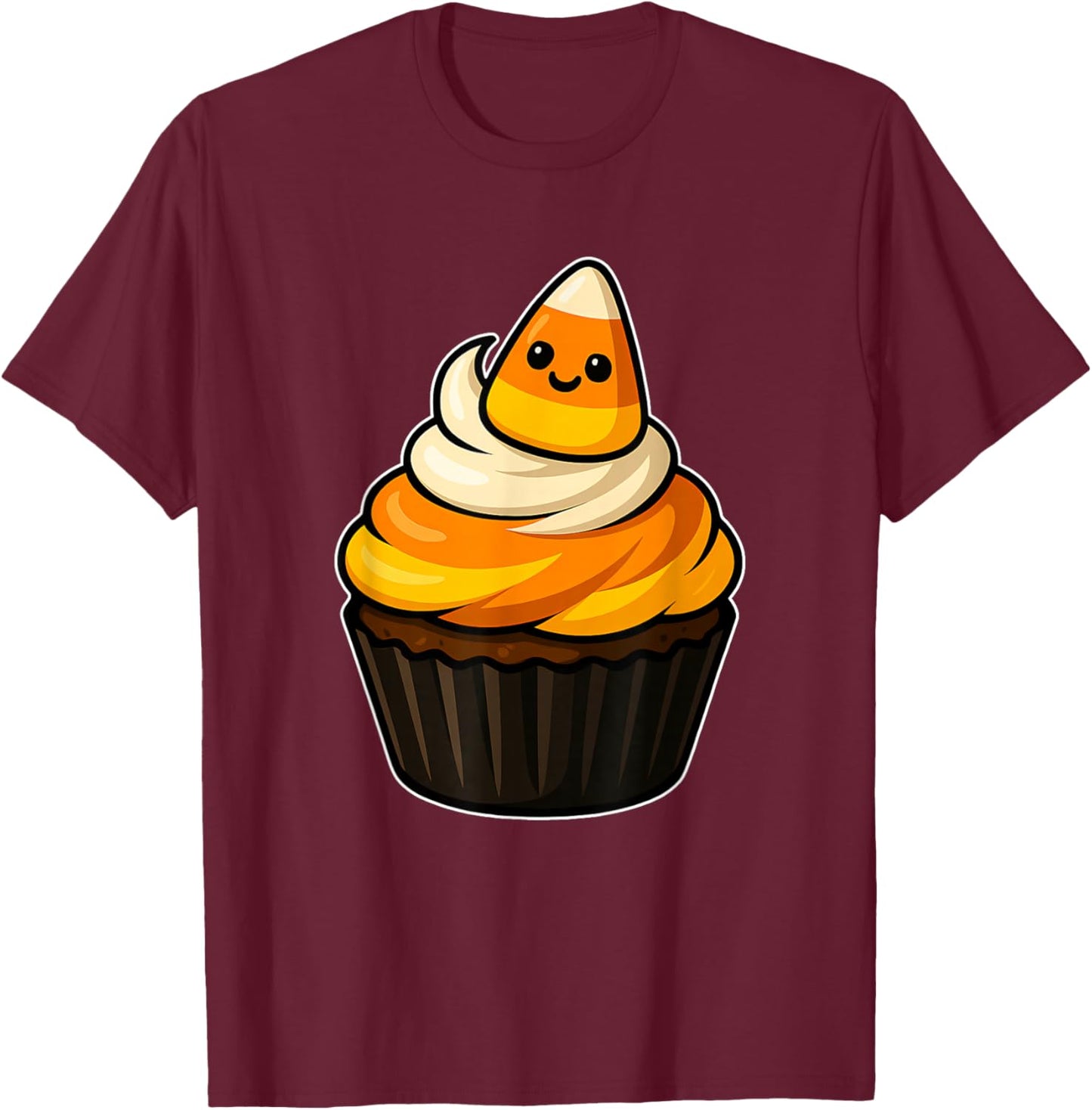 Candy Corn Cupcake T-Shirt - T-Shirt | Maroon