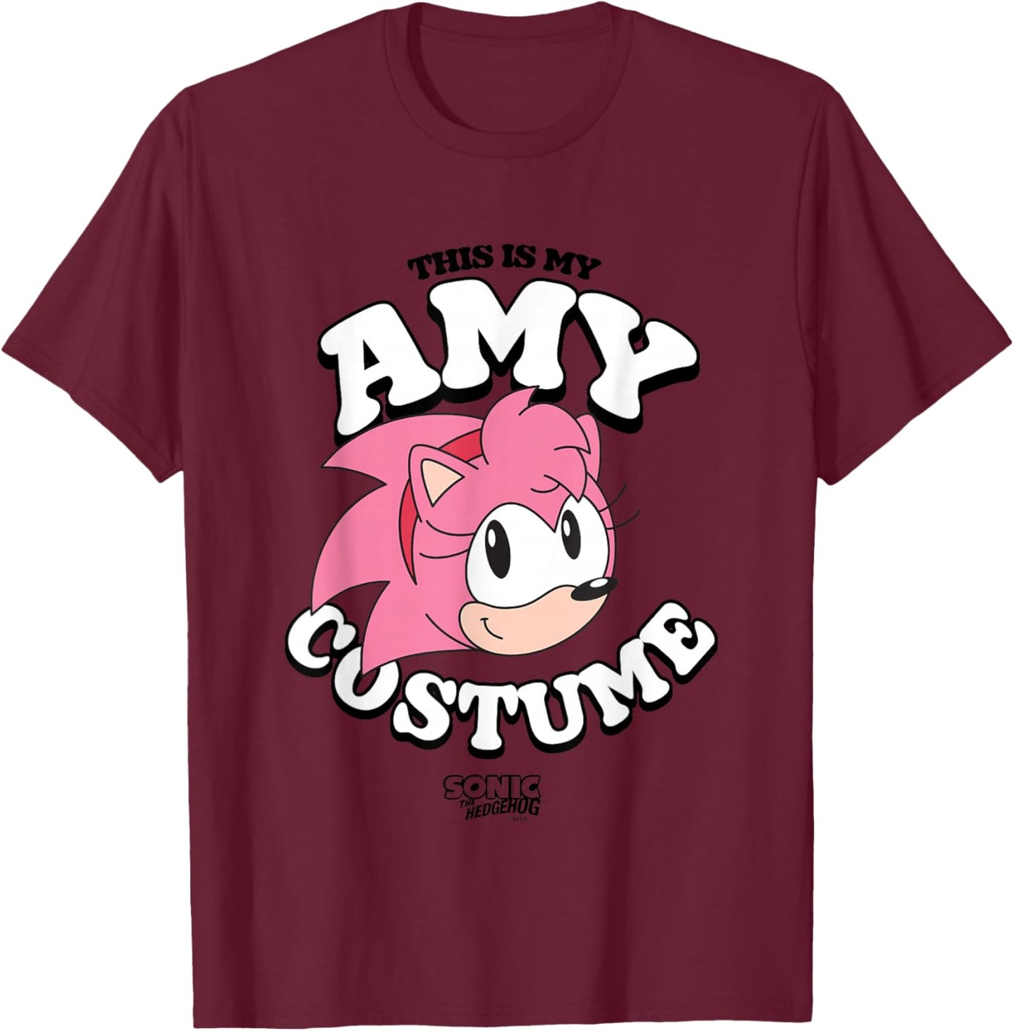 Sonic The Hedgehog Halloween This Is My Amy Retro Costume T-Shirt - T-Shirt | Maroon