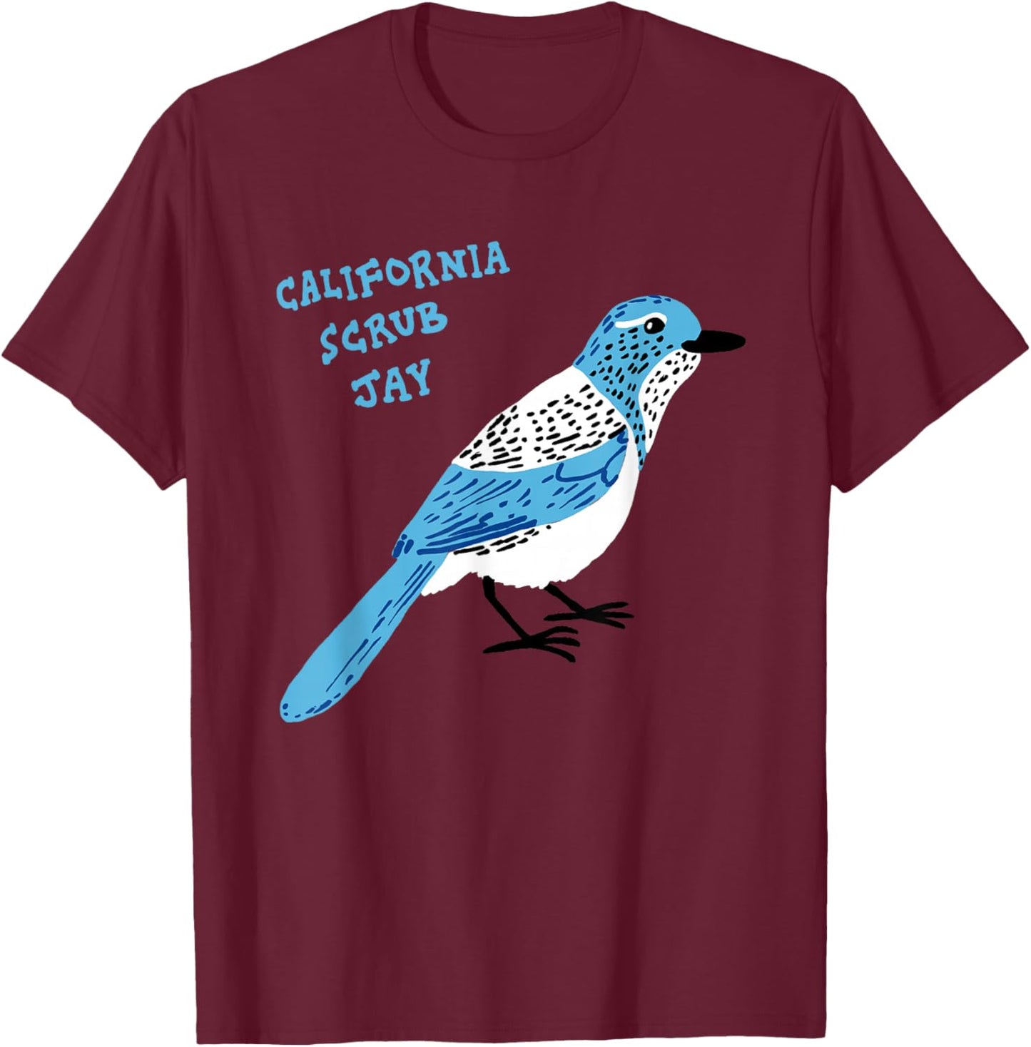 California Scrub Jay T-Shirt - T-Shirt | Maroon