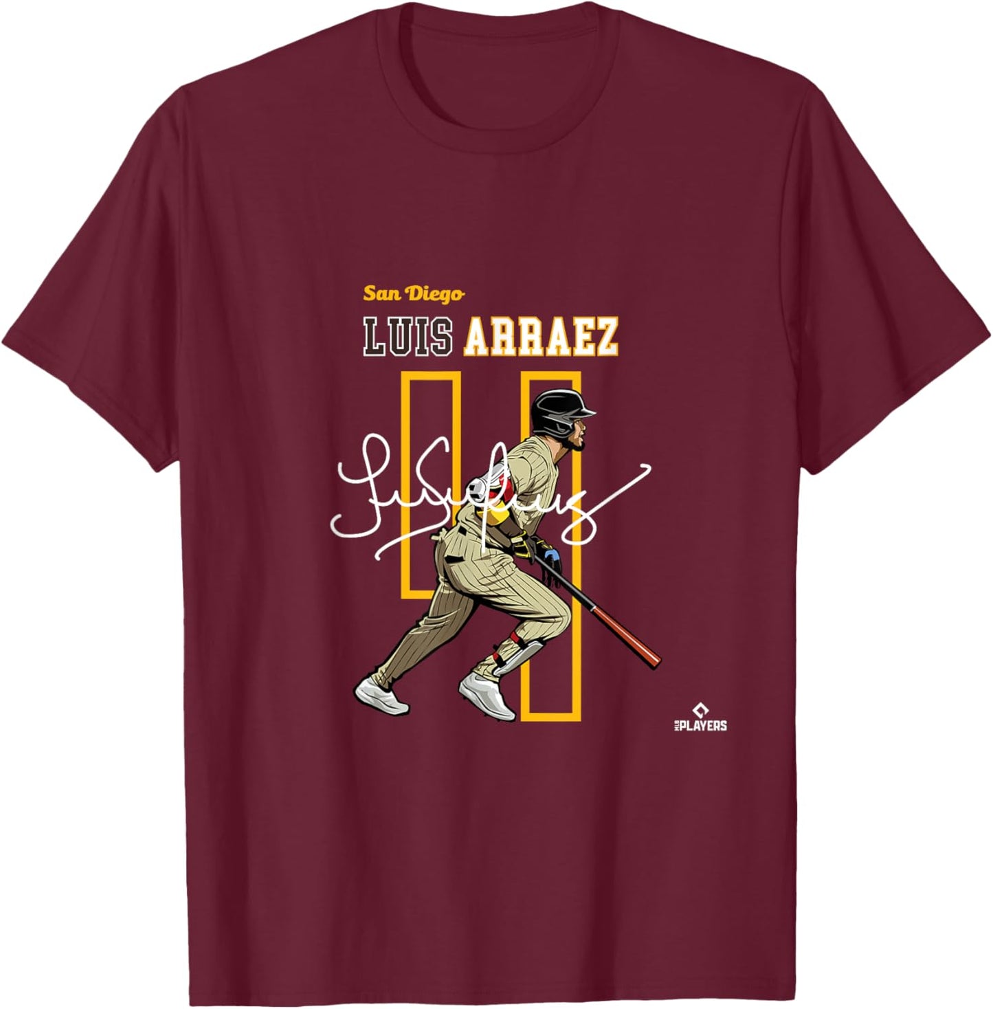Luis Arraez | San Diego Baseball Players | MLBLAR3005 T-Shirt - T-Shirt | Maroon