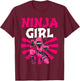 Cool Ninja Art Girls Shinobi Ninja Training Ninja T-Shirt - T-Shirt | Maroon