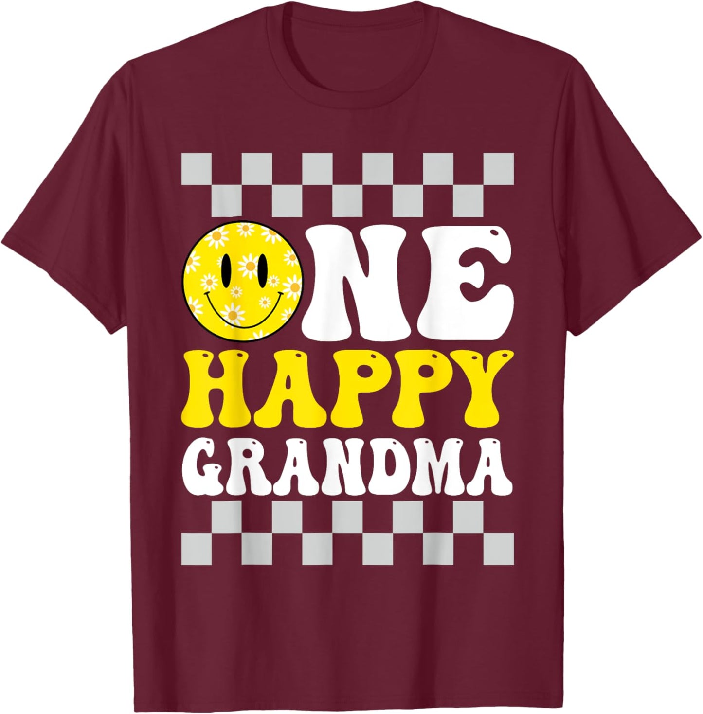 One Happy Dude Grandma 1st Birthday Family Matching T-Shirt - T-Shirt | Maroon