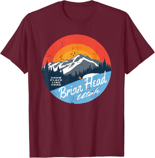 Brian Head Utah Winter Vacation Souvenir T-Shirt - T-Shirt | Maroon