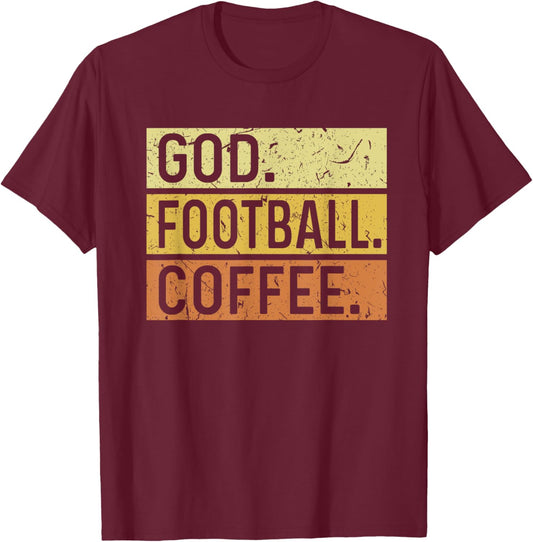 God Football Coffee Jesus Touchdown Football Player T-Shirt - T-Shirt | Maroon