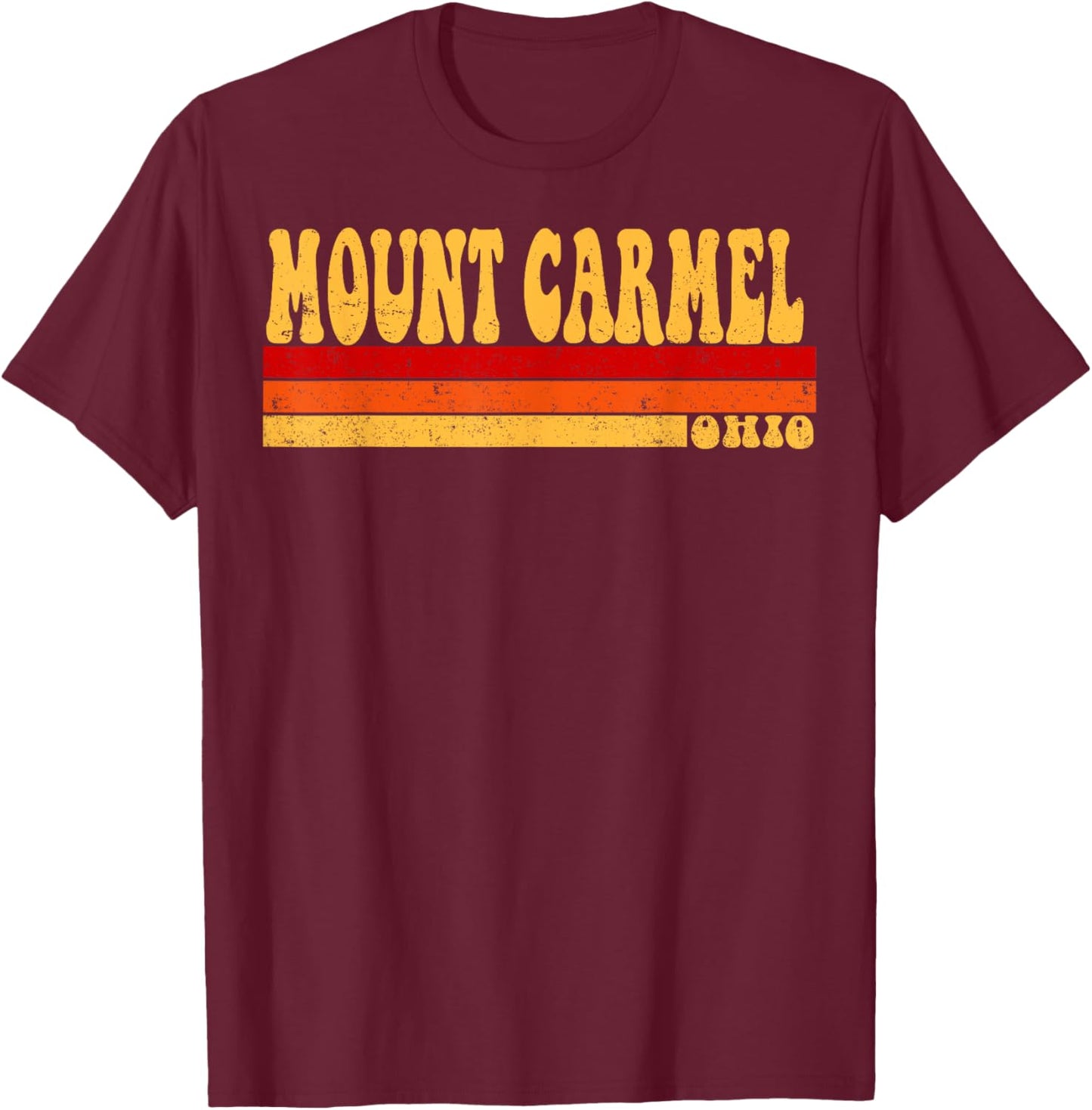 MOUNT CARMEL Ohio City Vintage Roots Retro Design 70s 80s T-Shirt - T-Shirt | Maroon