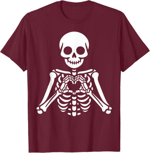 Skeleton Hands Heart Sign Retro Halloween Skeleton Hand Sign T-Shirt - T-Shirt | Maroon