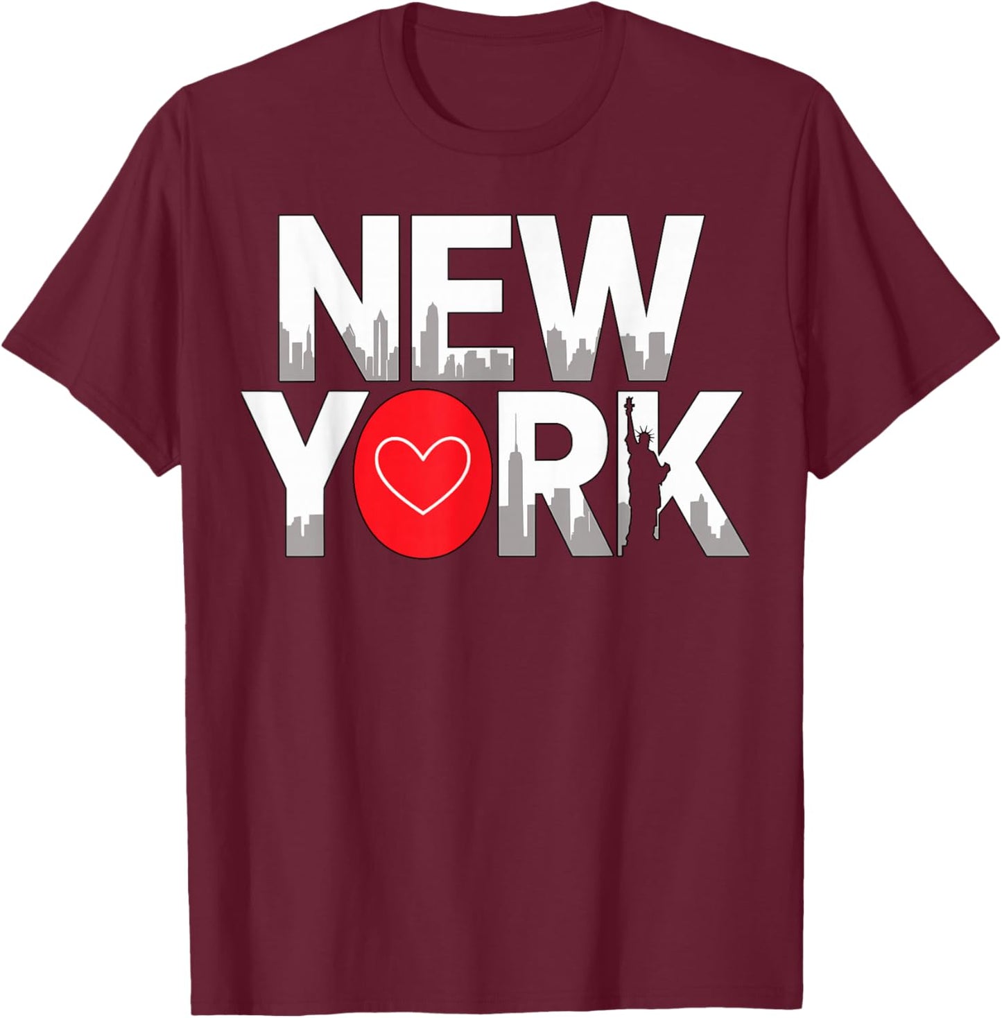 New York Heart Skyline T-Shirt - T-Shirt | Maroon