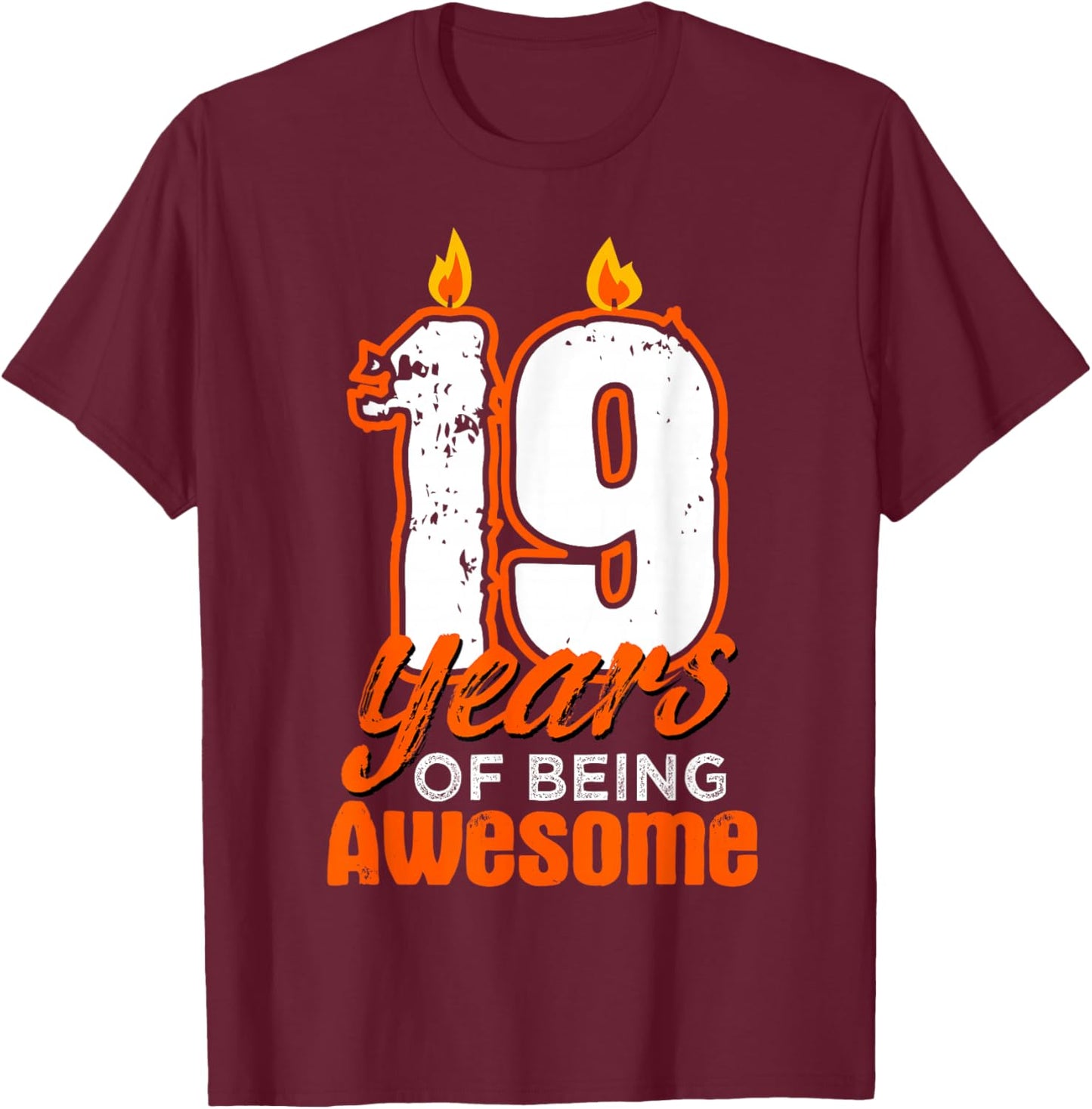 Candle 19 Birthday Party Wishes Cake Decoration Candlelight T-Shirt - T-Shirt | Maroon