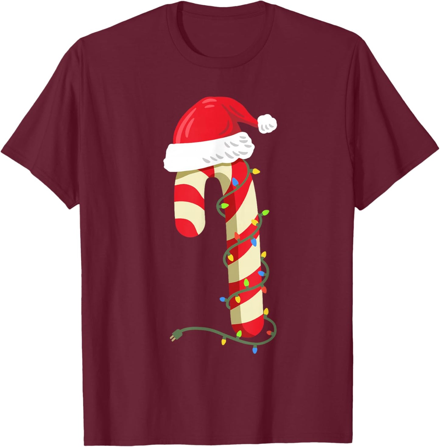 Christmas Candy Cane Funny Santa Xmas Girls Boys Kids T-Shirt - T-Shirt | Maroon