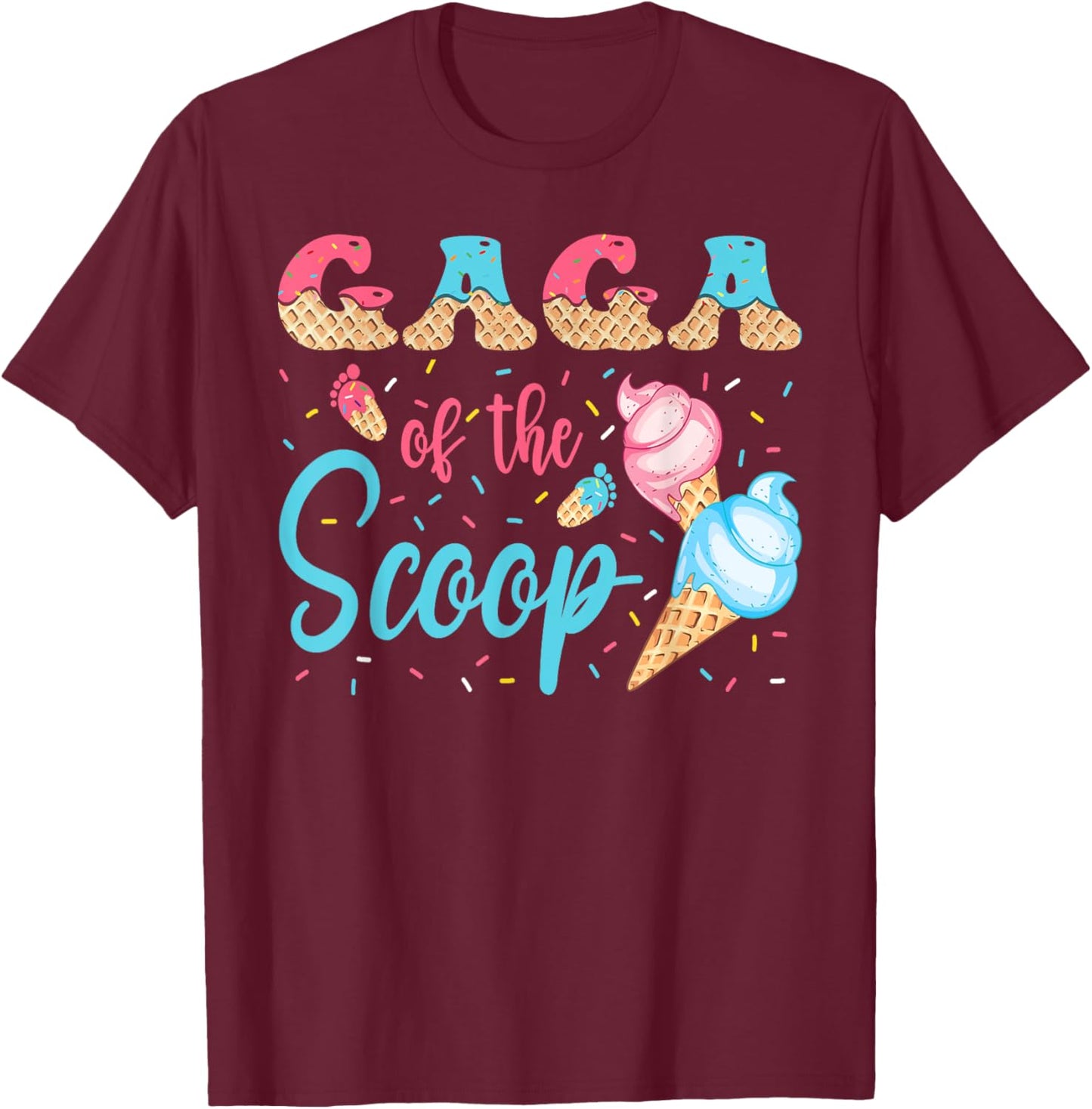 Gaga Of The Scoop Ice Cream Gender Reveal Baby Shower T-Shirt - T-Shirt | Maroon