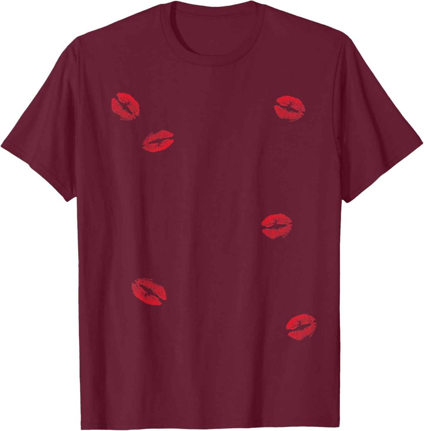 Kissed with Love: Playful and Flirty Lipstick Kisses T-Shirt - T-Shirt | Maroon