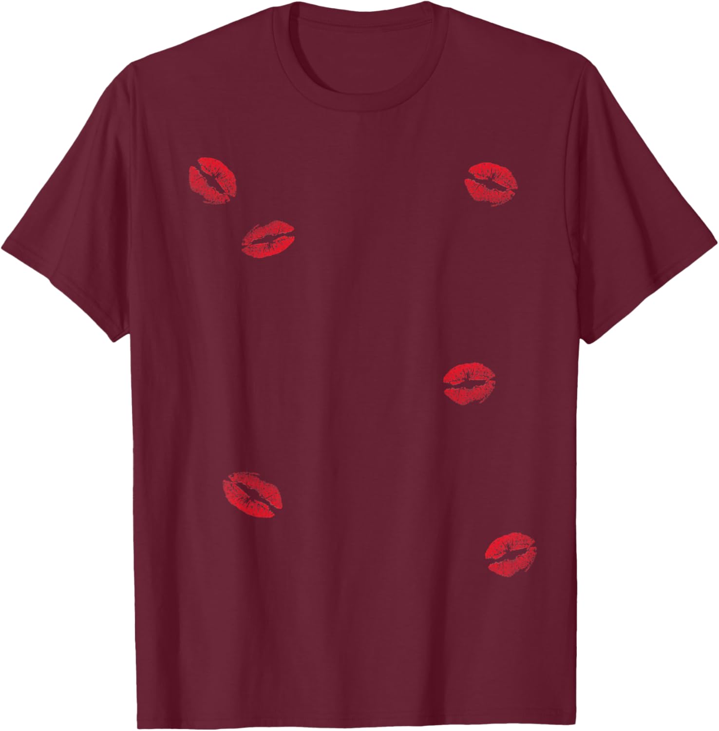 Kissed with Love: Playful and Flirty Lipstick Kisses T-Shirt - T-Shirt | Maroon