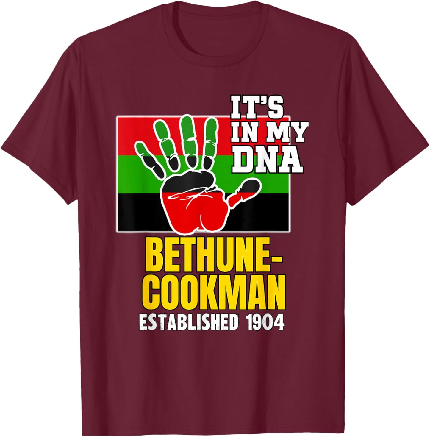 Bethune–Cookman, BSU, Red, Black and Green HBCU T-Shirt - T-Shirt | Maroon