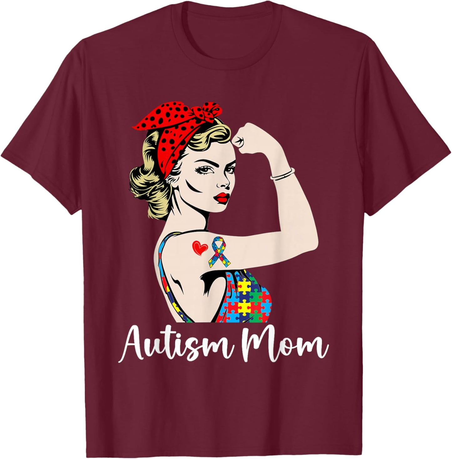 Autismus Mama Frauen Autistisch Kinder Bewusstsein Autismus Mama T-Shirt - T-Shirt | Maroon