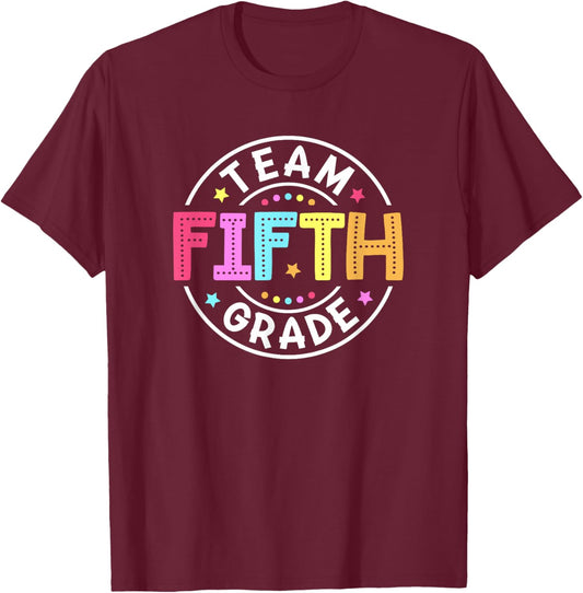 Team Fifth Grade Teacher Back To School 5th Grade Squad Kids T-Shirt - T-Shirt | Maroon