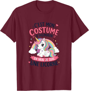 Licorne Costume d'Humain en Vrai Je suis Une Licorne T-Shirt - T-Shirt | Maroon