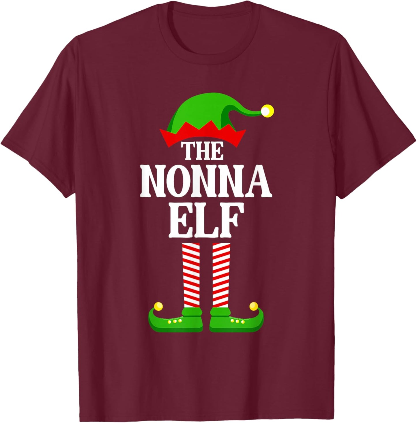 Nonna Elf Family Matching Group Funny Christmas T-Shirt - T-Shirt | Maroon