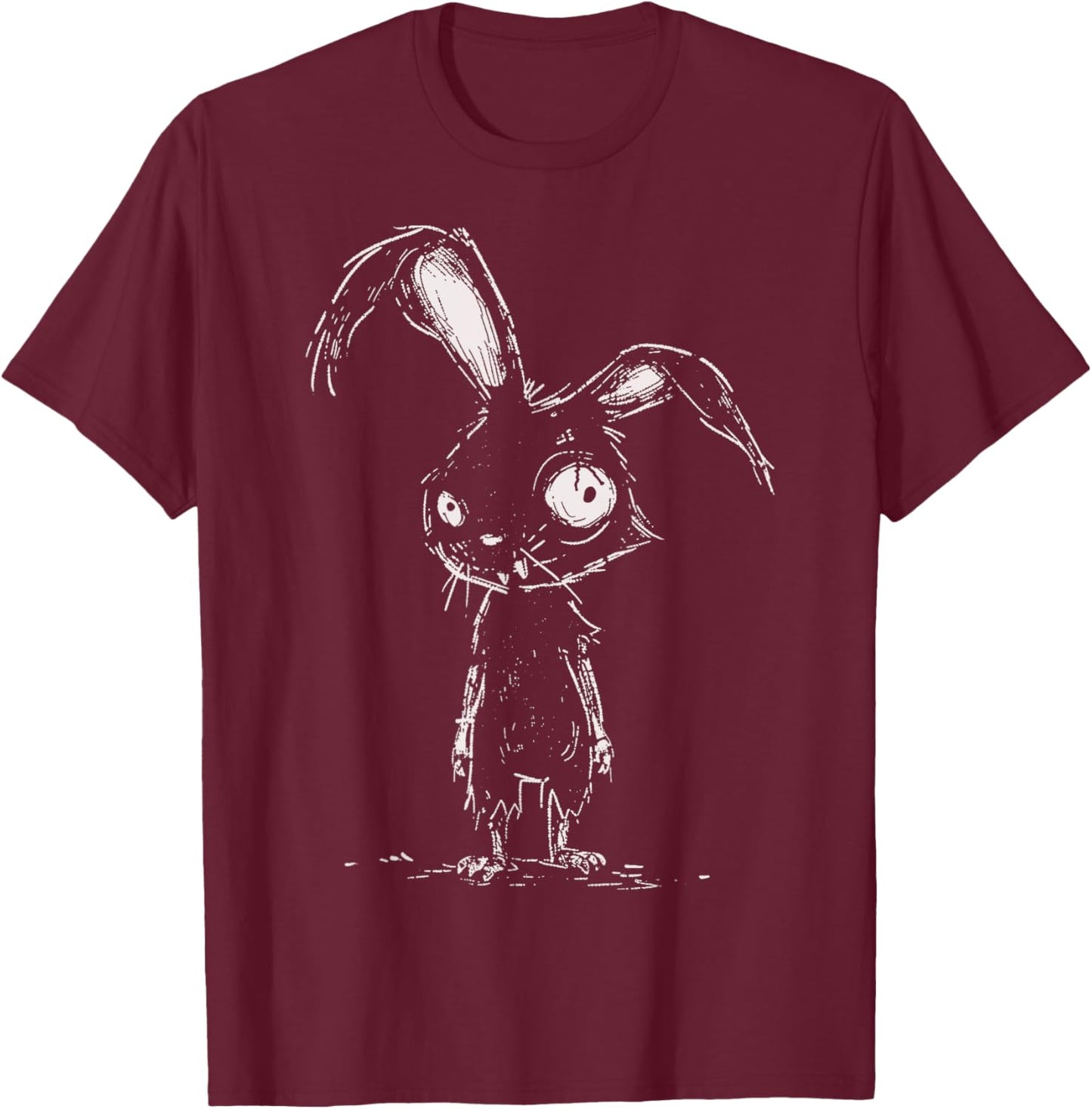 Weird Grunge Bunny Rabbit Alt Goth Cute Horror Aesthetic T-Shirt - T-Shirt | Maroon