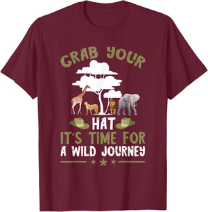Safari Tour Guide Journey Grab Your Hat Safari Costume T-Shirt - T-Shirt | Maroon