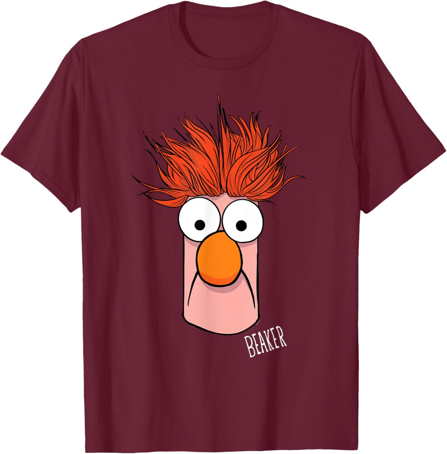 Disney The Muppets Beaker Muppet Labs Big Face T-Shirt - T-Shirt | Maroon