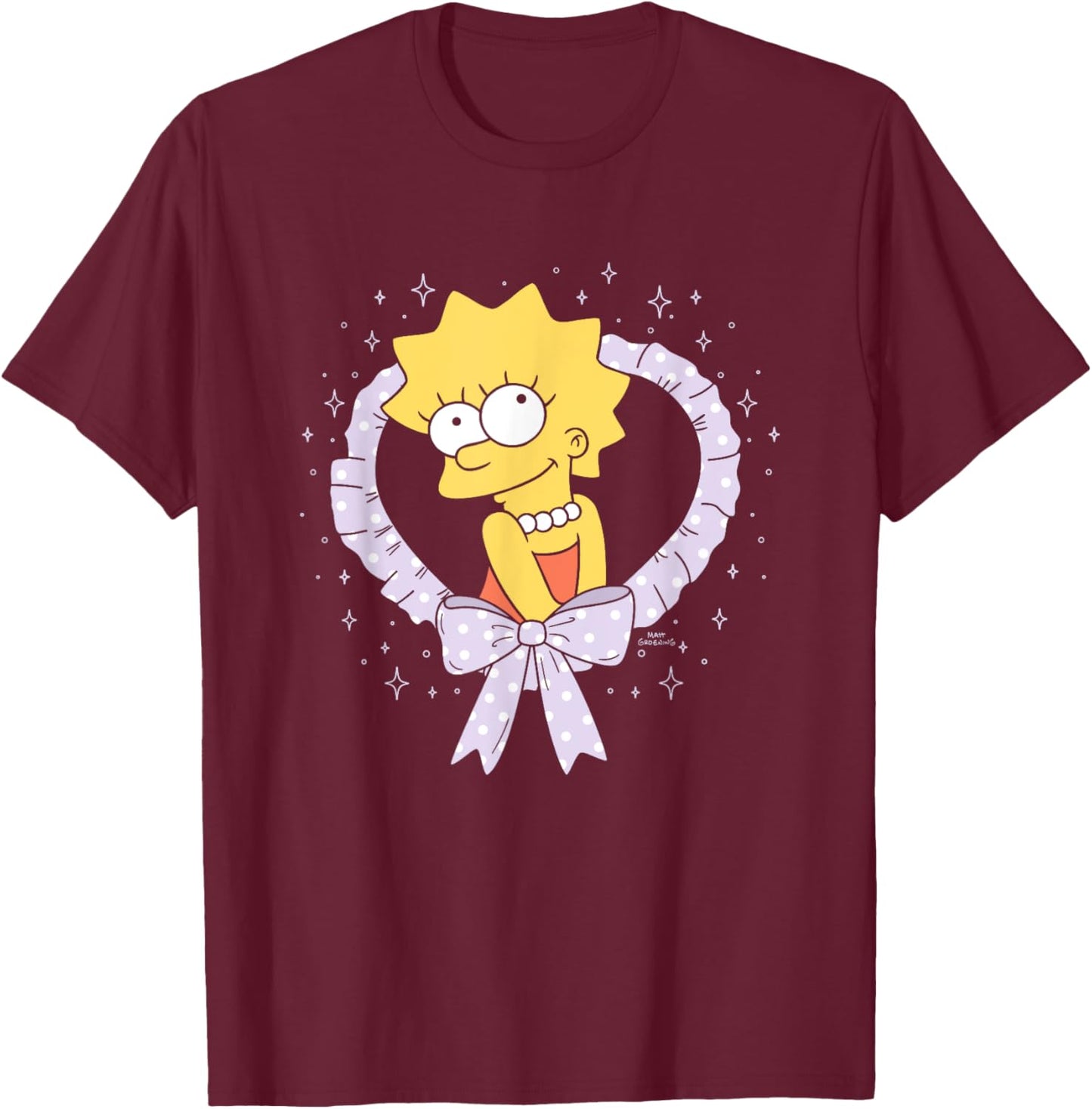 The Simpsons Valentine's Day Sweet Lisa Heart T-Shirt - T-Shirt | Maroon